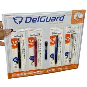 Zebra DelGuard 0.5mm Mechanical Pencil Set 4 Pack with HB Refills Multi Color